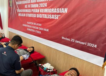 Pegawai Lapas Kelas I Medan donor darah semarakkan Hari Bhakti Imigrasi ke-74