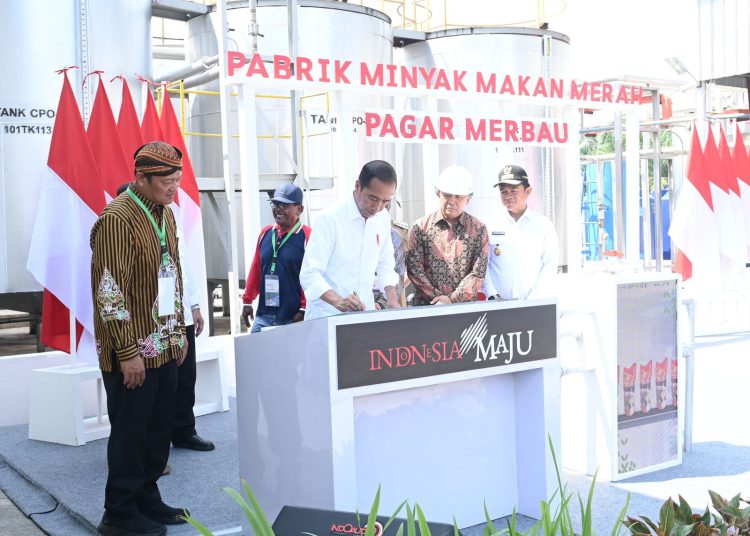 Presiden RI, Joko Widodo, saat meresmikan Pabrik Minyak Makan Merah Pagar Merbau di Desa Sumber Rejo, Kecamatan Pagar Merbau, Kabupaten Deli Serdang.(Satunusantara news/HO-Pendam I/BB).