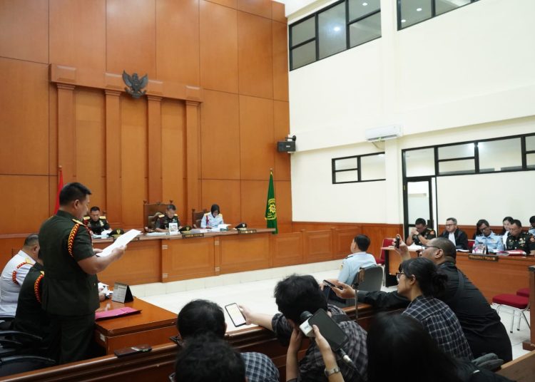Pengadilan Militer Tinggi (Dilmilti) II Jakarta menggelar sidang perdana mantan Kabasarnas periode 2021-2023, Marsdya TNI (Purn) HA, atas perkara kasus Korupsi dalam kasus Operasi Tangkap Tangan (OTT) oleh KPK.(Satunusantara news/HO-Puspen TNI).