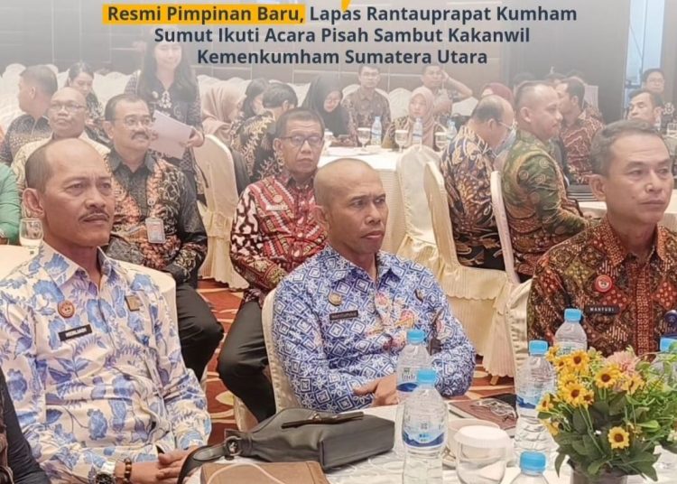 Kalapas  Kelas IIA Rantauprapat, Herliadi (kiri) saat menghadiri acara  acara pisah sambut Kepala Kantor Wilayah Kemenkumham Sumut.(Satunusantara news;HO-Istimewa).