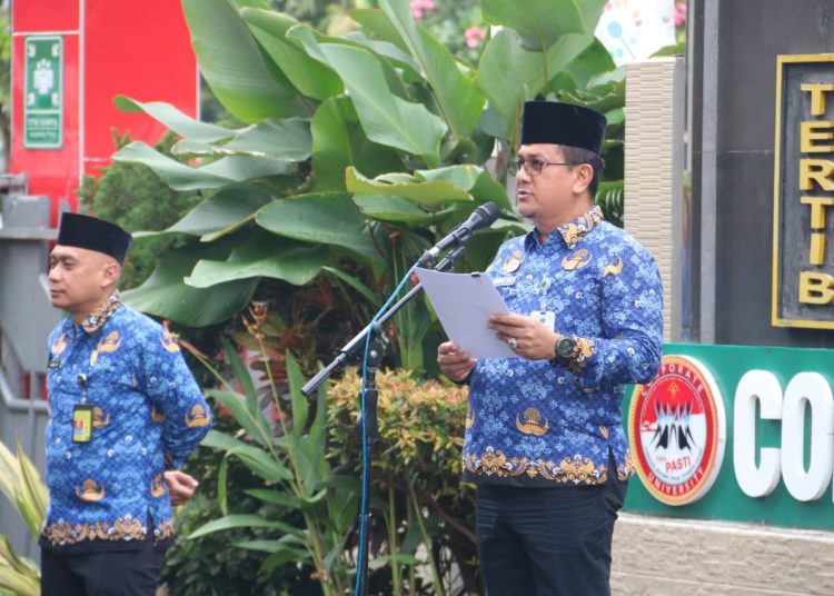 Kepala Divisi Pemasyarakatan Kanwil Kemenkumham Sumut, Rudy Fernando Sianturi, membacakan pidato Menteri Komunikasi dan Informatika RI dalam Peringatan Ke-116 Hari Kebangkitan Nasional.(Satunusantara news/HO-Humas Kemenkumham Sumut).