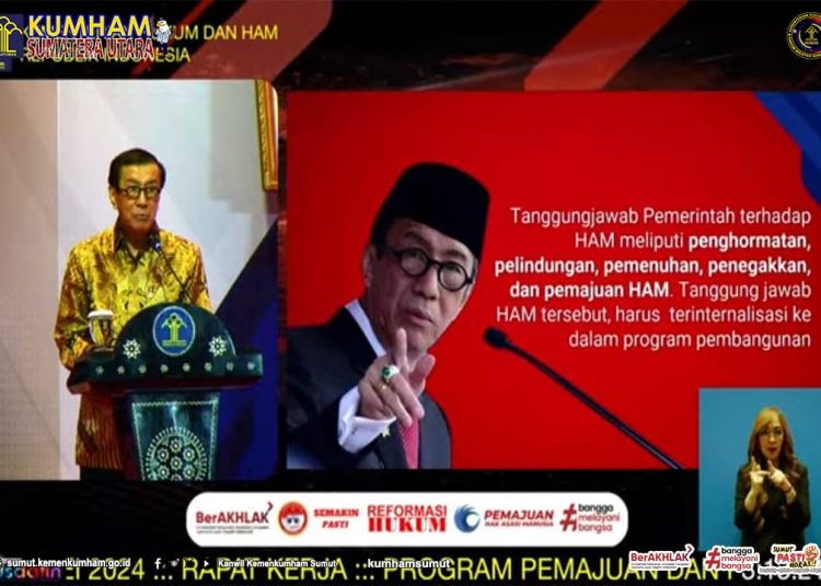 Kanwil  Kemenkumham Sumut Agung Krisna menghadiri Raker Pemajuan dan Penegakan HAM Tahun Anggaran 2024 yang diselenggarakan Ditjen HAM di Jakarta.(Satu Nusantara news/HO/Humas Kemenkumham Sumut)