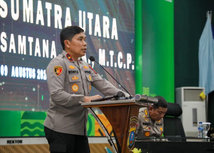 Wakapolda Sumut,  Brigjen Pol Rony Samtana, menutup acara Latpraops Ops Mantap Praja Toba 2024 di Auditorium Universitas Sumatera Utara (USU).(Satunusantara news/HO-Humas Polda Sumut).