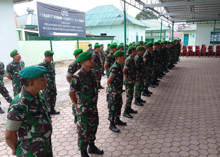 Kodim 0206/Dairi menggelar apel siaga di Lapangan Apel Makodim Sidikalang.(Satunusantara news/HO-Pendim 0203/Dairi).