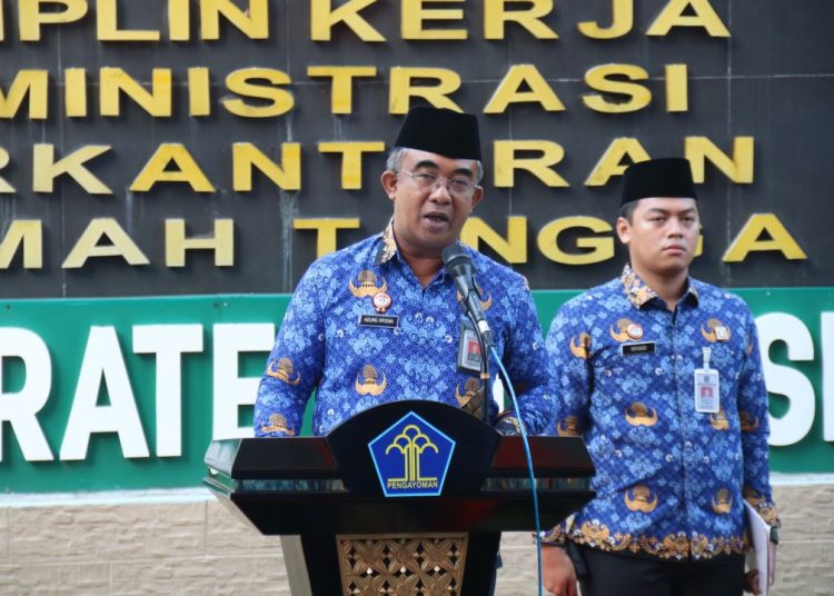 Kakanwil Kemenkumham Sumut Agung Krisna,  saat membacakan sambutan Menteri Pemuda dan Olagraga.(Satunusantara news/HO-Humas Kemenkumham Sumut).