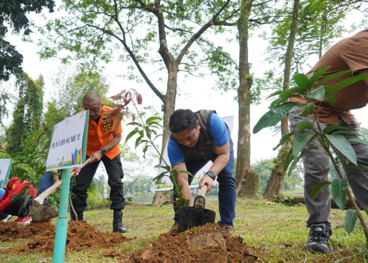 PLN UID Sumatera Utara melaksanakan kegiatan penanaman pohon di Taman Cadika Johor, Medan,  dalam rangka memperingati Hari Lingkungan Hidup Nasional. (Satunusantara news/HO-Humas PLN UID SUmut).