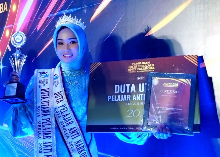 Elsya Adelia Hakim Harahap, siswi MAN Sibolga, terpilih menjadi Duta Utama Pelajar Anti Narkoba 2025 tingkat Kabupaten/Kota Sumatera Utara. (Satunusantara news/HO-Humas Kemenag Sumut).