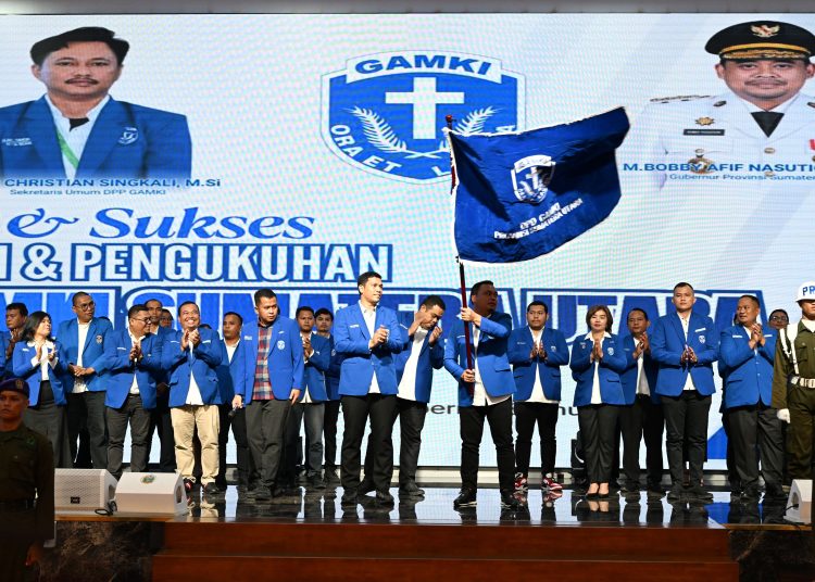 Pelantikan dan Pengukuhan Dewan DPD GAMKI Sumut masa bakti 2025-2028 di Aula Raja Inal Siregar, Kantor Gubernur Sumut.(Satunusantara news/HO-Diskominfo Sumut).