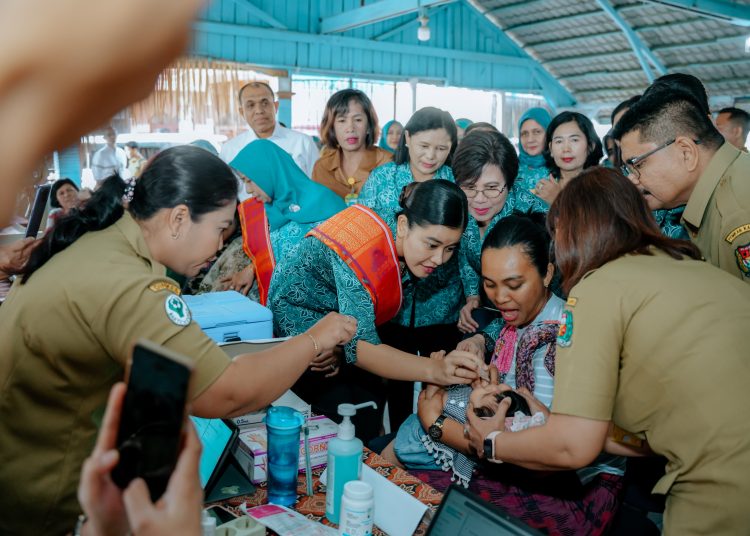 Ketua TP PKK Provinsi Sumatera Utara Kahiyang Ayu, meninjau  kegiatan Posyandu Melati di Desa Sugihen, Kecamatan Dolat Rayat, Kabupaten Karo.(Satunusantara news/HO-Diskominfo Sumut)