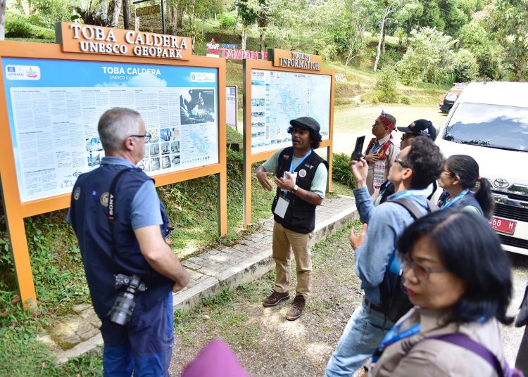 Hari pertama revalidasi UNESCO, Geopark Kaldera Toba mendapat banyak nilai positif. (Satunusantara news/HO-Diskominfo Sumut)