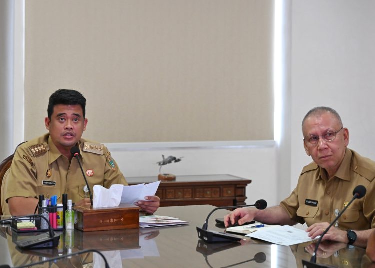 Gubernur Sumut Bobby Afif Nasution (kiri) saat Rakor bersama BP Tapera  secara virtual di Kantor Gubernur Sumut, Medan.(Satunusantara news/HO-Diskominfo Sumut).