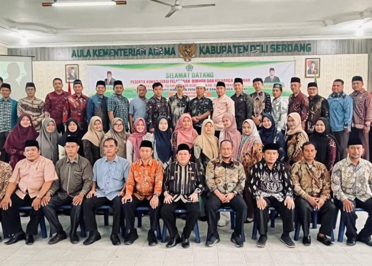 Para peserta kegiatan Konsolidasi Pelaporan Bimbingan Perkawinan dan Keluarga Sakinah bagi kecamatan se-Kabupaten Deli Serdang.(Satunusantara news/HO-Humas Kemenag Deli Serdang).