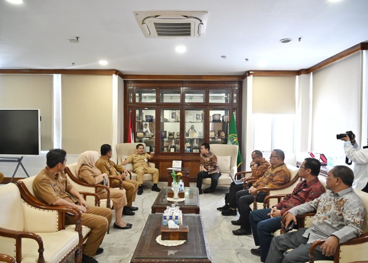 Sekdaprov Sumut Togap Simangunsong, saat menerima audiensi General Manajer PLN Unit Induk Distribusi Sumut, Ahmad Syauki di Kantor Gubernur Sumut,.(Satunusantara news/HO-Diskominfo Sumut)