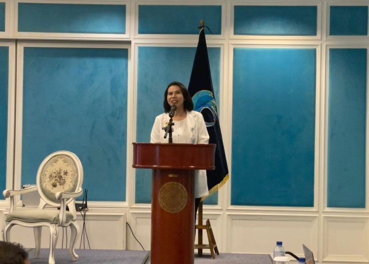 Kakanwil KemenHAM Sumut Flora Nainggolan, saat menyampaikan sambutan.(Satunusantara news/HO-Kanwil KemenHAM Sumut).