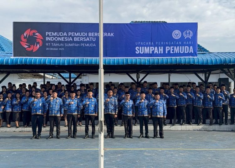 Pegawai Rutan Kelas I Medan, usai 
upacara peringatan Hari Sumpah Pemuda ke-97 Tahun 2025, di Rutan Medan.(Satunusanta a news/HO-Rutan Medan).