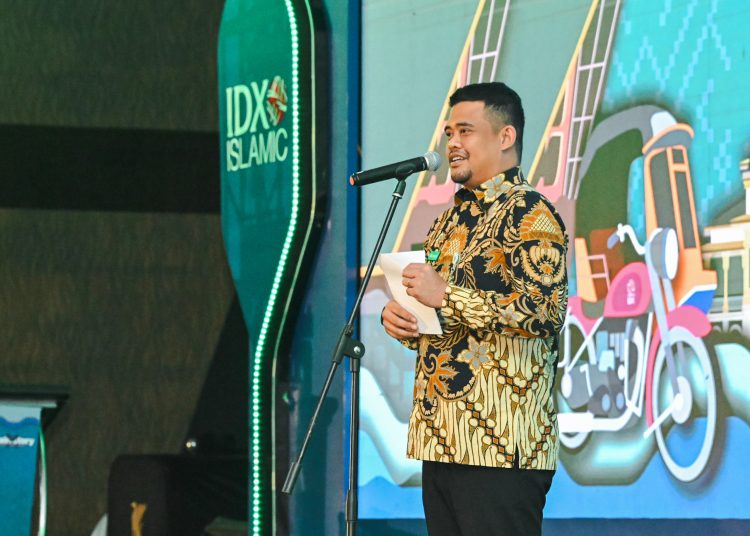 Gubernur Sumut Muhammad Bobby Afif Nasution pada  acara Medan Sharia Investor City di Hotel JW Marriott Medan.(Satunusantara news/HO-Diskominfo Sumut)