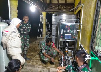 Satgas Kodam I/BB bersama Kemenhan RI pasang instalasi water treatment untuk warga Kampung Lama Langkat