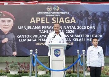 Rutan Kelas I Medan ikuti Apel Siaga Natal dan Tahun Baru perkuat kesiapsiagaan dan sinergi pengamanan