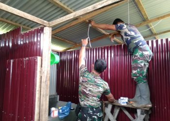 Koramil 03/Sipirok Kodim 0212/TS tuntaskan pembangunan MCK dan sumur bor di Desa Marsada Tapsel