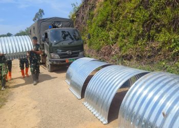Satgas Kodam I/BB bangun Jembatan Aramco di Kelurahan Huta Nabolon Kabupaten Tapteng