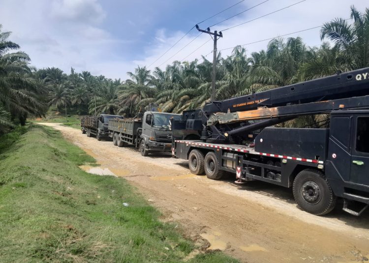 Satgas Yonzipur I/Bukit Barisan mulai membangun Jembatan Bailey di Desa Besilam Bukit Lembasa, Kecamatan Wampu, Kabupaten Langkat.(Satunusantara news/HO-Pendam I/BB).