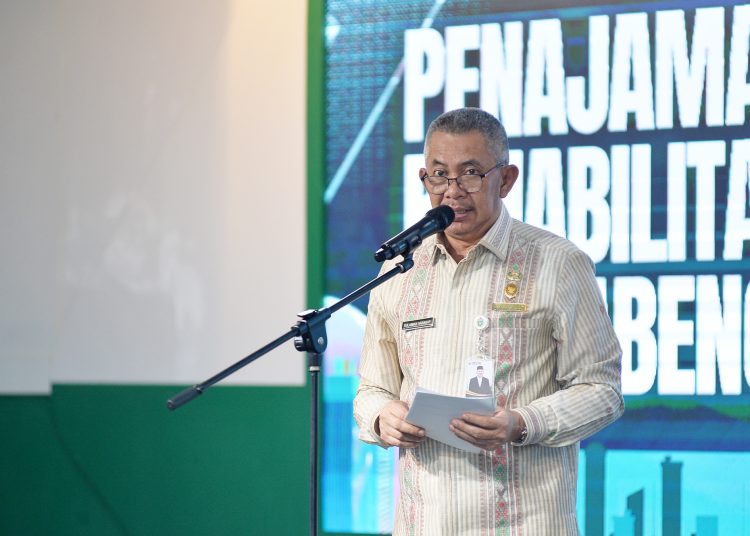 Penjabat Sekdaprov Sumut Sulaiman Harahap, pada kegiatan Penajaman Usulan Kegiatan Rehabilitasi dan Rekonstruksi Pascabencana di Bina Graha, Kantor Bapperida Provinsi Sumut.(Satunusantara news/HO-Diskominfo Sumut).