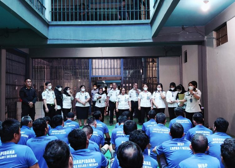 Lapas Kelas I Medan gelar penyuluhan kesehatan terkait penyakit menular skabies bagi warga binaan pemasyarakatan (WBP) di Lapas Medan.(Satunusantara news/HO-Lapas Medan).