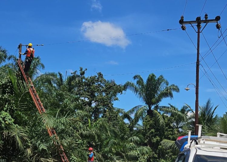 Personel Delapan UP PLN Rantauprapat bergerak serentak perkuat keandalan listrik di Kotapinang , dalam menyambut HUT ke-81 RI.(Satunusantara news/HO-Humas PLN UID Sumut).