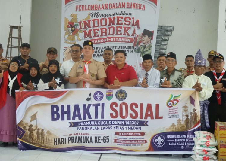 Lapas Kelas I Medan, menyerahkan bantuan ke Panti Asuhan Griya Yatim & Dhuafa dalam rangka memperingati Hari Pramuka ke-65 Tahun 2026.(Satunusantara news/HO-Lapas Medan).